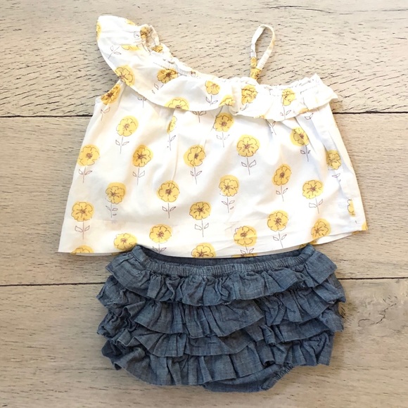 One Shoulder Top and Denim Ruffle Bloomers - Picture 7 of 7